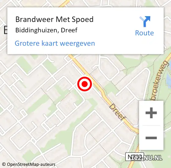 Locatie op kaart van de 112 melding: Brandweer Met Spoed Naar Biddinghuizen, Dreef op 1 januari 2015 18:09