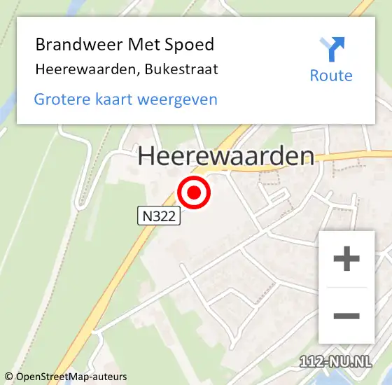 Locatie op kaart van de 112 melding: Brandweer Met Spoed Naar Heerewaarden, Bukestraat op 1 januari 2015 19:33