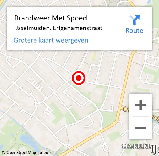 Locatie op kaart van de 112 melding: Brandweer Met Spoed Naar IJsselmuiden, Erfgenamenstraat op 1 januari 2015 19:40