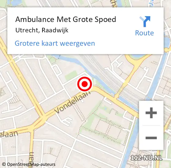 Locatie op kaart van de 112 melding: Ambulance Met Grote Spoed Naar Utrecht, Raadwijk op 1 januari 2015 19:55