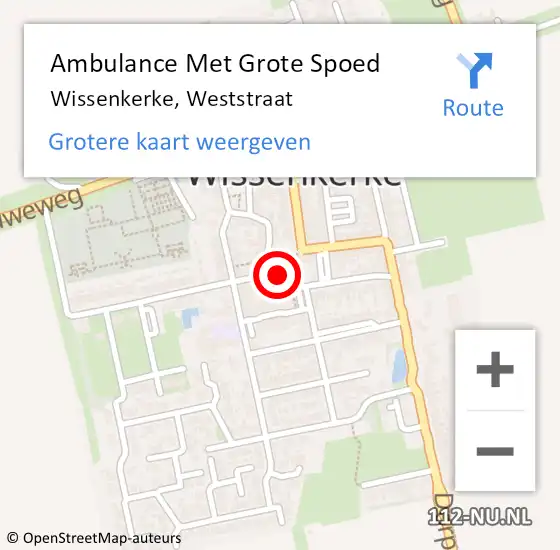 Locatie op kaart van de 112 melding: Ambulance Met Grote Spoed Naar Wissenkerke, Weststraat op 2 januari 2015 10:28