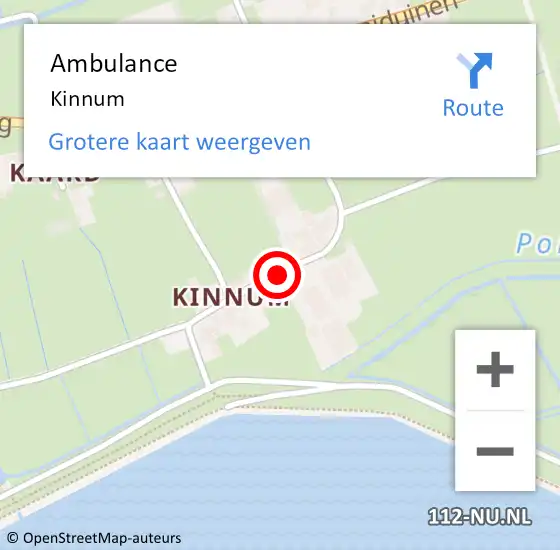 Locatie op kaart van de 112 melding: Ambulance Kinnum op 2 januari 2015 10:45