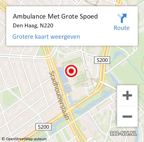 Locatie op kaart van de 112 melding: Ambulance Met Grote Spoed Naar Den Haag, N220 op 2 januari 2015 12:55