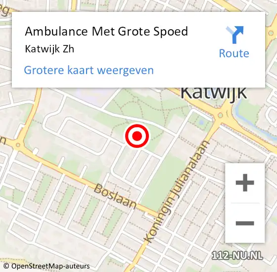 Locatie op kaart van de 112 melding: Ambulance Met Grote Spoed Naar Katwijk, Bar S d L Wyborghstr op 2 januari 2015 14:31