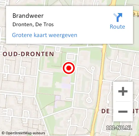 Locatie op kaart van de 112 melding: Brandweer Dronten, De Tros op 2 januari 2015 16:24