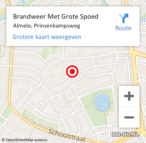 Locatie op kaart van de 112 melding: Brandweer Met Grote Spoed Naar Almelo, Prinsenkampsweg op 2 januari 2015 19:17
