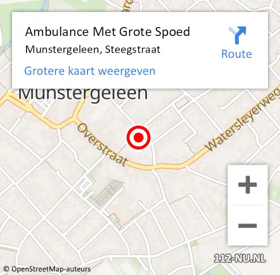 Locatie op kaart van de 112 melding: Ambulance Met Grote Spoed Naar Munstergeleen, Steegstraat op 3 januari 2015 02:14
