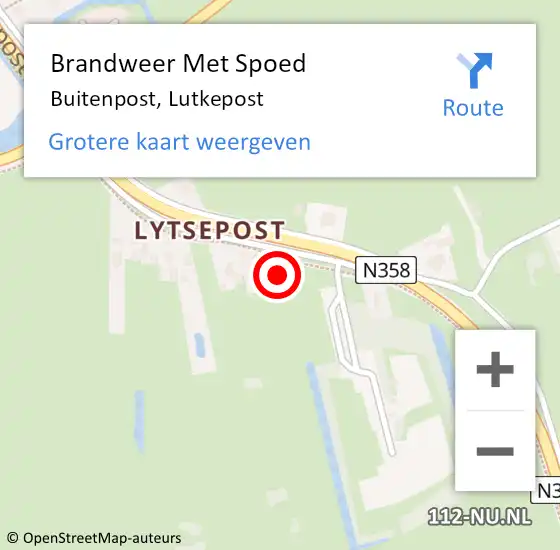 Locatie op kaart van de 112 melding: Brandweer Met Spoed Naar Buitenpost, Lutkepost op 3 januari 2015 11:55