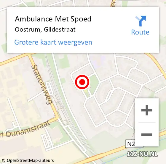 Locatie op kaart van de 112 melding: Ambulance Met Spoed Naar Oostrum, Gildestraat op 3 januari 2015 14:04