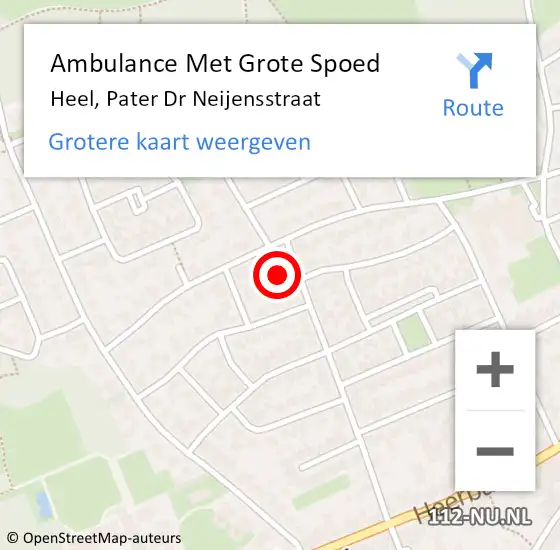Locatie op kaart van de 112 melding: Ambulance Met Grote Spoed Naar Heel, Pater Dr Neijensstraat op 3 januari 2015 14:23