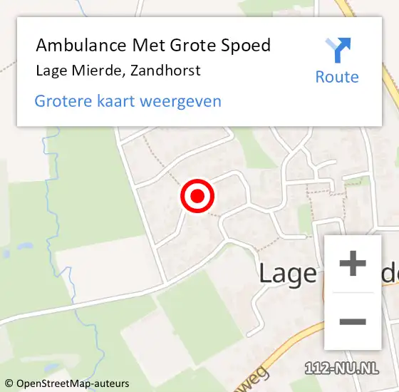 Locatie op kaart van de 112 melding: Ambulance Met Grote Spoed Naar Lage Mierde, Zandhorst op 3 januari 2015 20:00