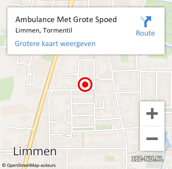 Locatie op kaart van de 112 melding: Ambulance Met Grote Spoed Naar Limmen, Tormentil op 3 januari 2015 23:02