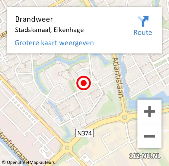 Locatie op kaart van de 112 melding: Brandweer Stadskanaal, Eikenhage op 4 januari 2015 12:04