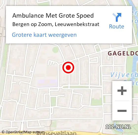 Locatie op kaart van de 112 melding: Ambulance Met Grote Spoed Naar Bergen op Zoom, Leeuwenbekstraat op 4 januari 2015 18:15