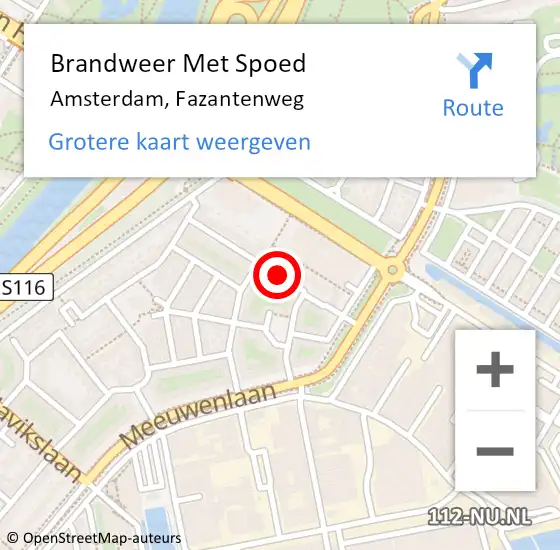 Locatie op kaart van de 112 melding: Brandweer Met Spoed Naar Amsterdam, Fazantenweg op 4 januari 2015 21:54