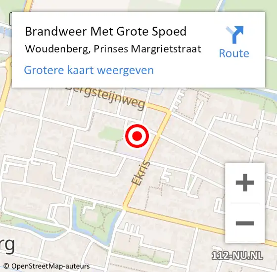 Locatie op kaart van de 112 melding: Brandweer Met Grote Spoed Naar Woudenberg, Prinses Margrietstraat op 5 januari 2015 10:39