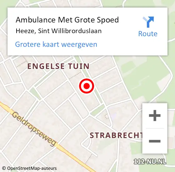 Locatie op kaart van de 112 melding: Ambulance Met Grote Spoed Naar Heeze, Sint Willibrorduslaan op 5 januari 2015 18:11