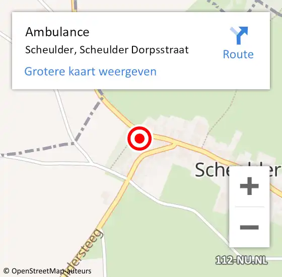 Locatie op kaart van de 112 melding: Ambulance Scheulder, Scheulder Dorpsstraat op 6 januari 2015 15:22