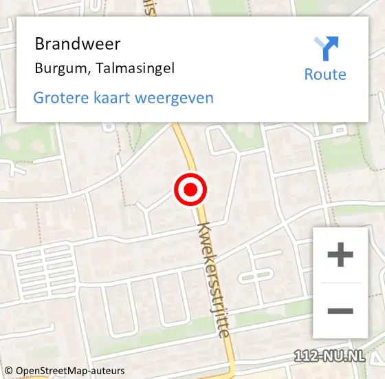 Locatie op kaart van de 112 melding: Brandweer Burgum, Talmasingel op 6 januari 2015 17:06