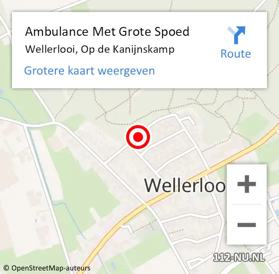 Locatie op kaart van de 112 melding: Ambulance Met Grote Spoed Naar Wellerlooi, Op de Kanijnskamp op 6 januari 2015 20:17