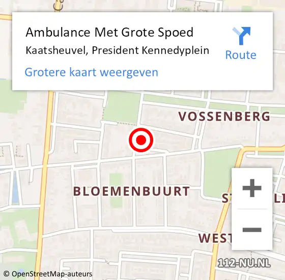 Locatie op kaart van de 112 melding: Ambulance Met Grote Spoed Naar Kaatsheuvel, President Kennedyplein op 7 januari 2015 04:19