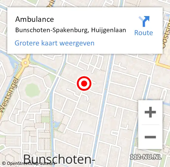 Locatie op kaart van de 112 melding: Ambulance Bunschoten-Spakenburg, Huijgenlaan op 7 januari 2015 09:37