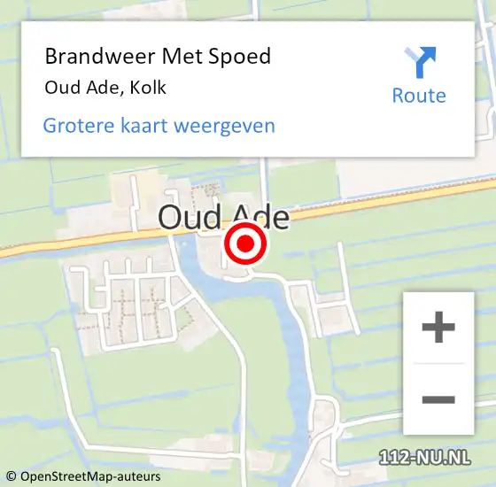 Locatie op kaart van de 112 melding: Brandweer Met Spoed Naar Oud Ade, Kolk op 7 januari 2015 11:10