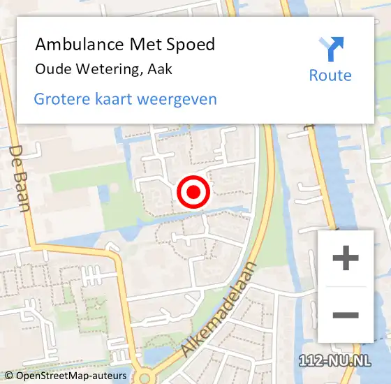 Locatie op kaart van de 112 melding: Ambulance Met Spoed Naar Oude Wetering, Aak op 7 januari 2015 20:01