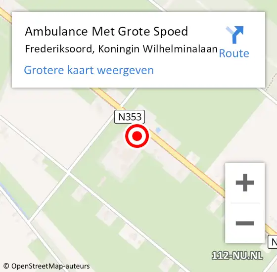 Locatie op kaart van de 112 melding: Ambulance Met Grote Spoed Naar Frederiksoord, Koningin Wilhelminalaan op 7 januari 2015 21:28