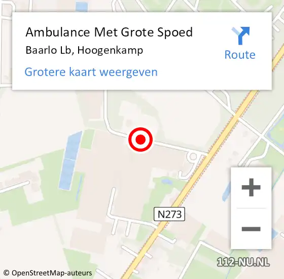 Locatie op kaart van de 112 melding: Ambulance Met Grote Spoed Naar Baarlo, Hoogenkamp op 7 januari 2015 22:03