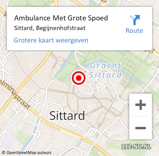 Locatie op kaart van de 112 melding: Ambulance Met Grote Spoed Naar Sittard, Begijnenhofstraat op 27 oktober 2013 00:34