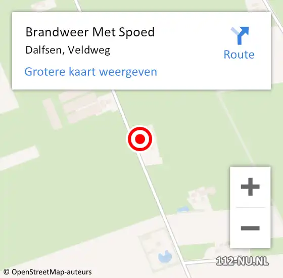 Locatie op kaart van de 112 melding: Brandweer Met Spoed Naar Dalfsen, Veldweg op 8 januari 2015 08:17