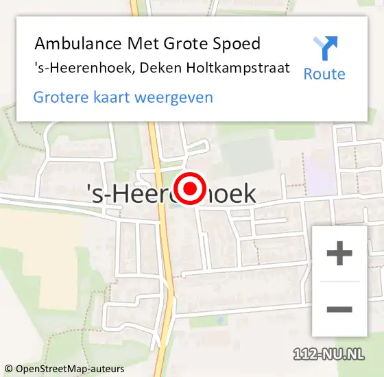 Locatie op kaart van de 112 melding: Ambulance Met Grote Spoed Naar 's-Heerenhoek, Deken Holtkampstraat op 27 oktober 2013 01:03