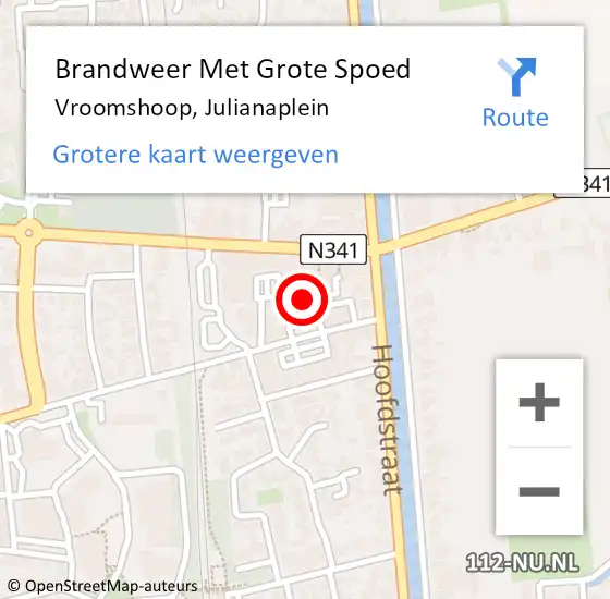 Locatie op kaart van de 112 melding: Brandweer Met Grote Spoed Naar Vroomshoop, Julianaplein op 8 januari 2015 11:44