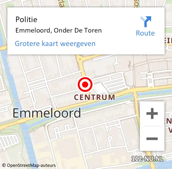 Locatie op kaart van de 112 melding: Politie Emmeloord, Onder De Toren op 8 januari 2015 11:57