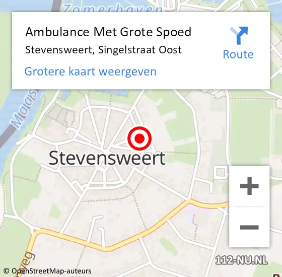Locatie op kaart van de 112 melding: Ambulance Met Grote Spoed Naar Stevensweert, Singelstraat Oost op 8 januari 2015 16:28