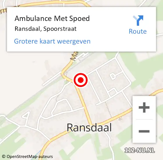 Locatie op kaart van de 112 melding: Ambulance Met Spoed Naar Ransdaal, Spoorstraat op 8 januari 2015 17:45