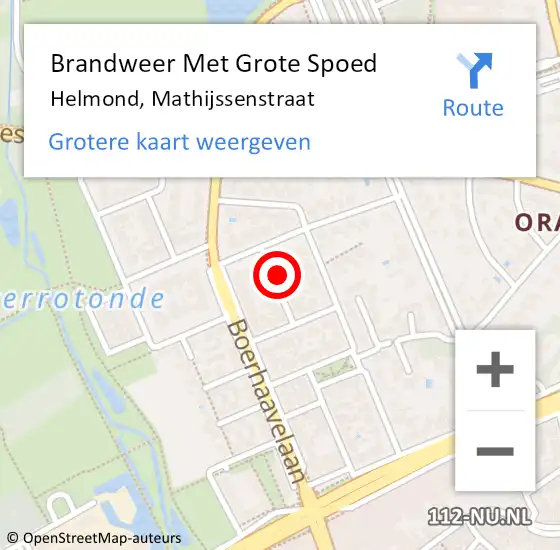 Locatie op kaart van de 112 melding: Brandweer Met Grote Spoed Naar Helmond, Mathijssenstraat op 27 oktober 2013 04:09
