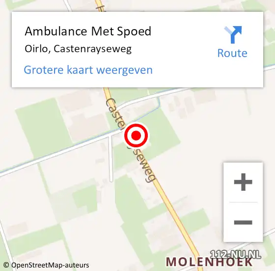 Locatie op kaart van de 112 melding: Ambulance Met Spoed Naar Oirlo, Castenrayseweg op 9 januari 2015 10:30