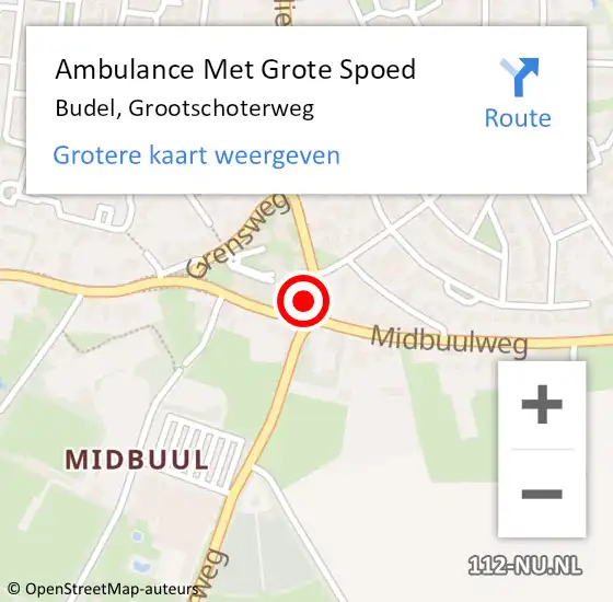 Locatie op kaart van de 112 melding: Ambulance Met Grote Spoed Naar Budel, Grootschoterweg op 9 januari 2015 15:07