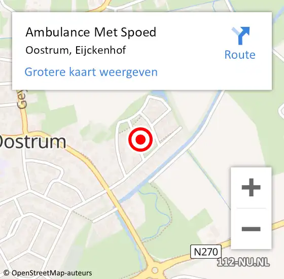Locatie op kaart van de 112 melding: Ambulance Met Spoed Naar Oostrum, Eijckenhof op 9 januari 2015 18:47