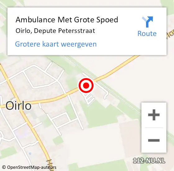 Locatie op kaart van de 112 melding: Ambulance Met Grote Spoed Naar Oirlo, Depute Petersstraat op 9 januari 2015 20:49