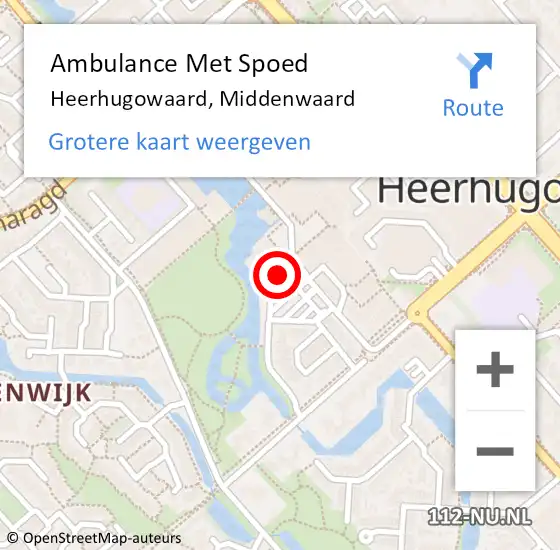Locatie op kaart van de 112 melding: Ambulance Met Spoed Naar Heerhugowaard, Middenwaard op 10 januari 2015 00:22