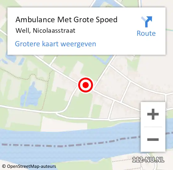 Locatie op kaart van de 112 melding: Ambulance Met Grote Spoed Naar Well, Nicolaasstraat op 10 januari 2015 08:30