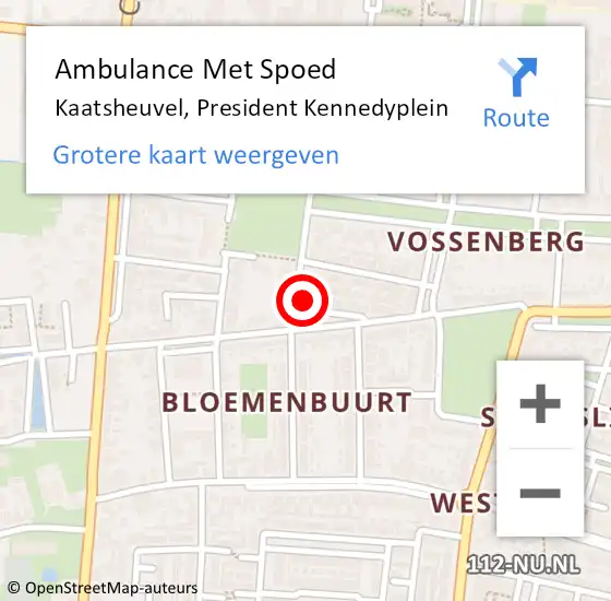 Locatie op kaart van de 112 melding: Ambulance Met Spoed Naar Kaatsheuvel, President Kennedyplein op 10 januari 2015 11:57