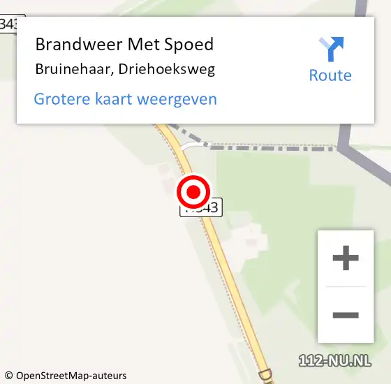 Locatie op kaart van de 112 melding: Brandweer Met Spoed Naar Bruinehaar, Driehoeksweg op 10 januari 2015 14:06