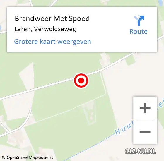 Locatie op kaart van de 112 melding: Brandweer Met Spoed Naar Laren, Verwoldseweg op 10 januari 2015 14:38