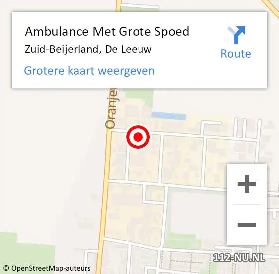 Locatie op kaart van de 112 melding: Ambulance Met Grote Spoed Naar Zuid-Beijerland, De Leeuw op 10 januari 2015 15:27