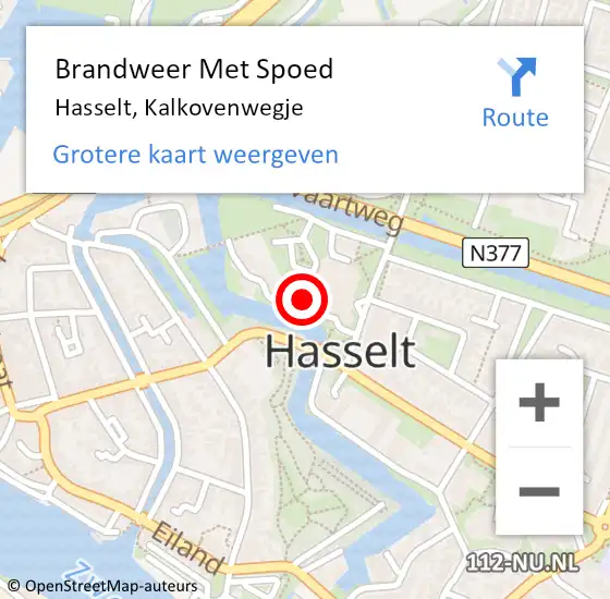 Locatie op kaart van de 112 melding: Brandweer Met Spoed Naar Hasselt, Kalkovenwegje op 10 januari 2015 16:11