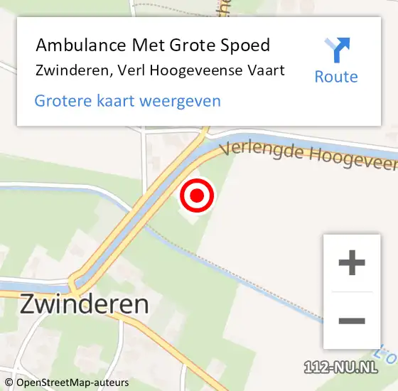 Locatie op kaart van de 112 melding: Ambulance Met Grote Spoed Naar Zwinderen, Verl Hoogeveense Vaart op 10 januari 2015 18:31